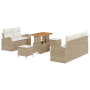 Juego de Sofás de Jardín de 8 Piezas con Cojines Beige Poliratán Acacia de , Sofás de exterior - Ref: Foro24-3364291, Precio:...