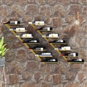 Wall-mounted wine rack for 7 bottles, 2 units, gold metal. by vidaXL, Wine racks - Ref: Foro24-340899, Price: 64,02 €, Discou...