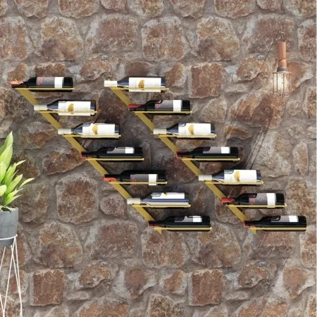 Wall-mounted wine rack for 7 bottles, 2 units, gold metal. by vidaXL, Wine racks - Ref: Foro24-340899, Price: 64,02 €, Discou...