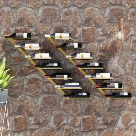 Wandflaschenhalter für 7 Flaschen 2 Stück goldfarbenes Metall von vidaXL, Weinregale - Ref: Foro24-340899, Preis: 65,22 €, Ra...