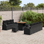 Juego de Sofá Jardín de 10 Piezas con Cojines Negro Poliratán Acacia de , Sofás de exterior - Ref: Foro24-3364304, Precio: 67...