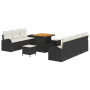 Set de Sofá de Jardín de 10 Piezas con Cojines Negro Poliratán Acacia de , Sofás de exterior - Ref: Foro24-3364305, Precio: 6...