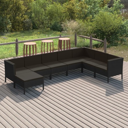 8-teiliges Gartenmöbel-Set und schwarze synthetische Rattankissen von vidaXL, Gartensets - Ref: Foro24-3094421, Preis: 693,66...