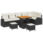 Conjunto de Sofás de Jardín de 9 Piezas con Cojines Negro de Ratán Sintético de Acacia de , Sofás de exterior - Ref: Foro24-3...
