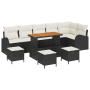Conjunto de Sofá de Jardín de 10 Piezas con Cojines Negro Ratán Poly Acacia de , Sofás de exterior - Ref: Foro24-3364370, Pre...