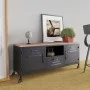 Mueble TV hierro y madera maciza de abeto negro 110x30x43 cm de vidaXL, Muebles TV - Ref: Foro24-340766, Precio: 241,25 €, De...