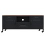 Mueble TV hierro y madera maciza de abeto negro 110x30x43 cm de vidaXL, Muebles TV - Ref: Foro24-340766, Precio: 245,16 €, De...