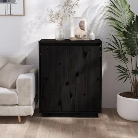 Sideboard aus massivem schwarzem Kiefernholz, 60 x 34 x 75 cm von vidaXL, Sideboards - Ref: Foro24-813349, Preis: 83,76 €, Ra...