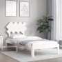 Weißer Massivholzbettrahmen mit Kopfteil 90x200 cm von vidaXL, Betten und Lattenroste - Ref: Foro24-3193712, Preis: 104,29 €,...