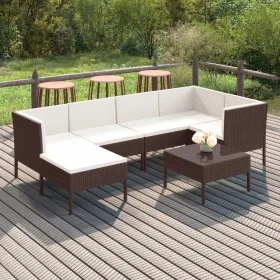 Garden furniture set 7 pieces and brown synthetic rattan cushions by vidaXL, Garden sets - Ref: Foro24-3094407, Price: 534,38...