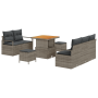 Set de Sofás de Jardín de 8 Piezas con Cojines Gris Poliratán Acacia de , Sofás de exterior - Ref: Foro24-3364418, Precio: 61...