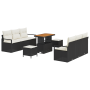Conjunto de Sofá de Jardín de 9 Piezas con Cojines Negro Poliratán Acacia de , Sofás de exterior - Ref: Foro24-3364430, Preci...