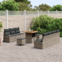 Conjunto de Sofá de Jardín de 10 Piezas con Cojines Gris Poliratán Acacia de , Sofás de exterior - Ref: Foro24-3364438, Preci...
