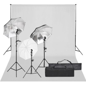 Kit de estudio fotográfico con set de luces y fondo