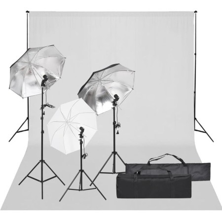 Fotostudio-Set mit Beleuchtungsset und Hintergrund von vidaXL, Blitze und Studiobeleuchtung - Ref: Foro24-3094710, Preis: 182...
