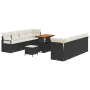 Conjunto de Sofá de Jardín de 11 Piezas con Cojines Poliratán Negro Acacia de , Sofás de exterior - Ref: Foro24-3364450, Prec...