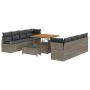Conjunto de Sofá de Jardín de 11 Piezas con Cojines Gris Poliratán Acacia de , Sofás de exterior - Ref: Foro24-3364458, Preci...