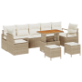 Conjunto de Sofá de Jardín de 10 Piezas con Cojines Beige Poliratán Acacia de , Sofás de exterior - Ref: Foro24-3364461, Prec...