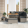 Conjunto de Sofás de Jardín de 8 Piezas con Cojines Gris de Ratán Poliéster Acacia de , Sofás de exterior - Ref: Foro24-33644...
