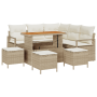 Conjunto de sofá de jardín de 9 piezas con cojines Beige Poliratán Acacia de , Sofás de exterior - Ref: Foro24-3364481, Preci...