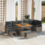 Juego de Sofá de Jardín de 9 Piezas con Cojines Gris Poliratán Acacia de , Sofás de exterior - Ref: Foro24-3364488, Precio: 7...