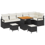 Juego de sofá de jardín de 9 piezas con cojines Negro Poly Rattan Acacia de , Sofás de exterior - Ref: Foro24-3364490, Precio...