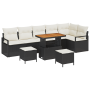 Conjunto de Sofá de Jardín de 9 Piezas con Cojines Negro Poliratán Acacia de , Sofás de exterior - Ref: Foro24-3364495, Preci...