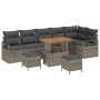 Conjunto de sofá de jardín de 9 piezas con cojines Gris Poliratán Acacia de , Sofás de exterior - Ref: Foro24-3364498, Precio...