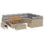Conjunto de Sofá de Jardín de 12 Piezas con Cojines Beige Ratán Acacia de , Sofás de exterior - Ref: Foro24-3364507, Precio: ...