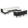 Garden furniture set, 10 pieces, with black synthetic rattan cushions. by vidaXL, Garden sets - Ref: Foro24-3094580, Price: 9...