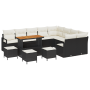Conjunto de Sofá de Jardín de 13 Piezas con Cojines Negro Poliratán Acacia de , Sofás de exterior - Ref: Foro24-3364520, Prec...