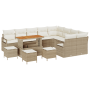 Juego de Sofá de Jardín de 13 Piezas con Cojines Beige Poliratán Acacia de , Sofás de exterior - Ref: Foro24-3364521, Precio:...
