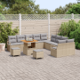 Juego de Sofá de Jardín de 13 Piezas con Cojines Beige Ratán Polietileno Acacia de , Sofás de exterior - Ref: Foro24-3364532,...