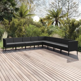 Garden furniture set 9 pieces black synthetic rattan cushions by vidaXL, Garden sets - Ref: Foro24-3094465, Price: 783,56 €, ...