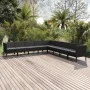 Set de muebles de jardín 9 pzas cojines ratán sintético negro de vidaXL, Conjuntos de jardín - Ref: Foro24-3094465, Precio: 7...