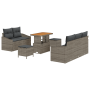 Conjunto de Sofá de Jardín de 8 Piezas con Cojines Gris de Poliratán de Acacia de , Sofás de exterior - Ref: Foro24-3364553, ...