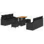 Conjunto de Sofá de Jardín de 9 Piezas con Cojines Negro Poliratán Acacia de , Sofás de exterior - Ref: Foro24-3364559, Preci...