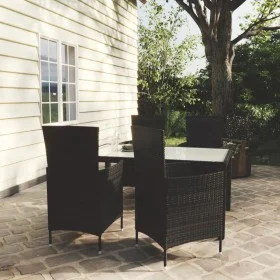 5-piece garden dining set with black PE rattan cushions by vidaXL, Garden sets - Ref: Foro24-3094867, Price: 399,84 €, Discou...