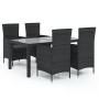 Juego de comedor de jardín 5 pzas con cojines ratán PE negro de vidaXL, Conjuntos de jardín - Ref: Foro24-3094867, Precio: 40...