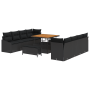 Set de Sofás de Jardín de 11 Piezas con Cojines Negro Poliratán Acacia de , Sofás de exterior - Ref: Foro24-3364584, Precio: ...