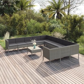 Garden furniture set 12 pieces and gray synthetic rattan cushions by vidaXL, Garden sets - Ref: Foro24-3094502, Price: 1,00 €...