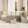 Conjunto de sofá de jardín 9 pcs Beige Poliratán