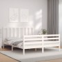 Weißer Massivholzbettrahmen mit Kopfteil 160x200 cm von vidaXL, Betten und Lattenroste - Ref: Foro24-3193867, Preis: 138,40 €...