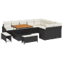 Set de Sofá de Jardín de 12 Piezas con Cojines Poliratán Negro Acacia de , Sofás de exterior - Ref: Foro24-3364635, Precio: 8...