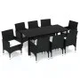 9-piece garden dining set and black synthetic rattan cushions by vidaXL, Garden sets - Ref: Foro24-3094978, Price: 690,29 €, ...