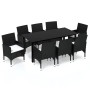 9-teiliges Garten-Essset und schwarze Kissen aus synthetischem Rattan von vidaXL, Gartensets - Ref: Foro24-3094978, Preis: 58...