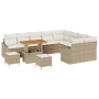 Conjunto de Sofá de Jardín de 12 Piezas con Cojines Beige Ratán Poli Acacia de , Sofás de exterior - Ref: Foro24-3364646, Pre...