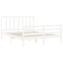 Weißer Massivholzbettrahmen mit Kopfteil 160x200 cm von vidaXL, Betten und Lattenroste - Ref: Foro24-3193867, Preis: 138,40 €...