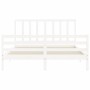 Weißer Massivholzbettrahmen mit Kopfteil 160x200 cm von vidaXL, Betten und Lattenroste - Ref: Foro24-3193867, Preis: 138,40 €...