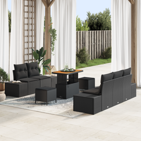 Conjunto de Sofás de Jardín de 8 Piezas con Cojines Negro Poliratán Acacia de de , Sofás de exterior - Ref: Foro24-3364679, P...